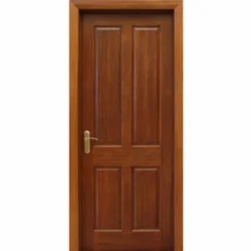 Wooden Entrance Door - Solid Wood, Standard Size, Brown, Modern Design | Entry Door, Inward/Outward Open, Right Lock Handle, Finished Surface, Robust, Water and Termite Resistant, Easy to Fit and Operate