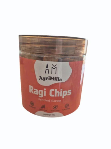 Agrimills Peri Peri Flavour Ragi Chips - 80gm Jar, 12 Months Shelf Life | Crunchy Texture, Salty & Savory Taste