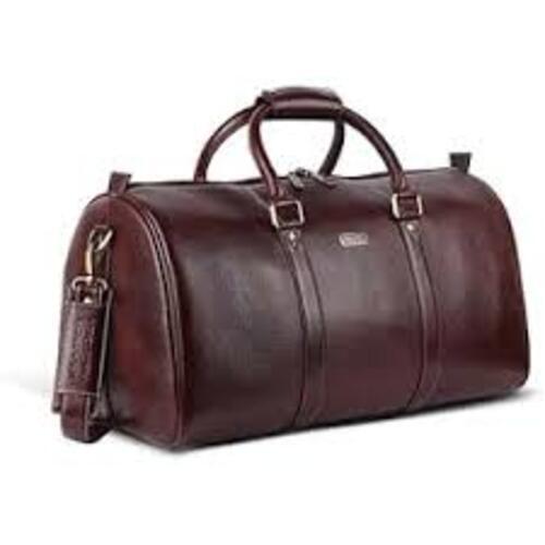 Leather Duffle Bag - Full Grain Leather, Dark Brown, Unisex | Spacious Interior, Durable Build, Strong Zippers