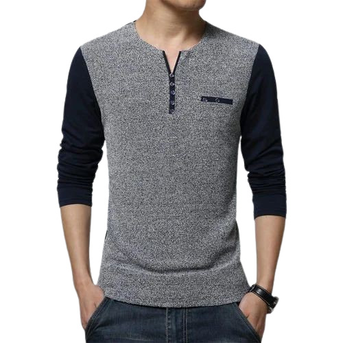 Mens Cotton V-Neck T-Shirt - Regular Fit, Multi Color, Full Sleeves | Lightweight, Soft, Breathable, Quick Dry