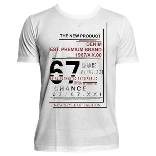 Mens Printed T-Shirt - Cotton, Regular Fit, White | Elegant Design, Quick Dry, Comfortable Fit