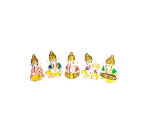 Polyresin Musical Ganesha Statue - 2", Multicolor | Glossy Finish, Crack Proof, Handmade, Durable, Easy to Clean