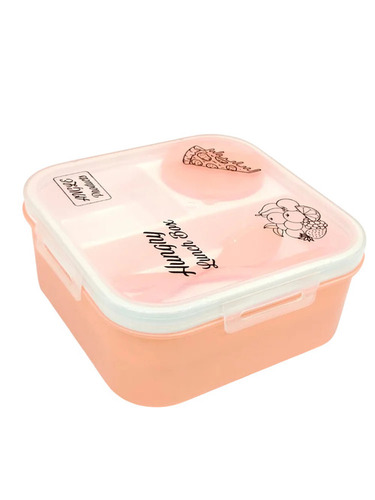 Rectangle Big Bite Plastic - Large Capacity 3 Separate Food Containers Durable Design for Kids