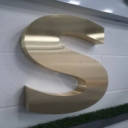 3d Brass Letter - Brass, Mirror Finish, Golden, Wall Mounted | Good Quality, Custom Size, Advertisement Use