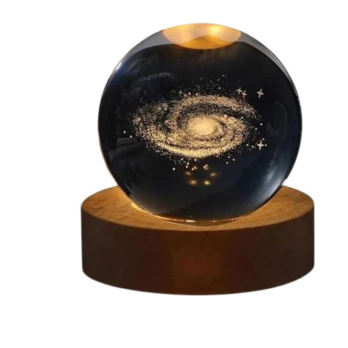 3d Galaxy Crystal Ball Night Lamp - Crystal, 6 cm, Yellow | Energy Saving LED, Modern Round Design, 220V Electric