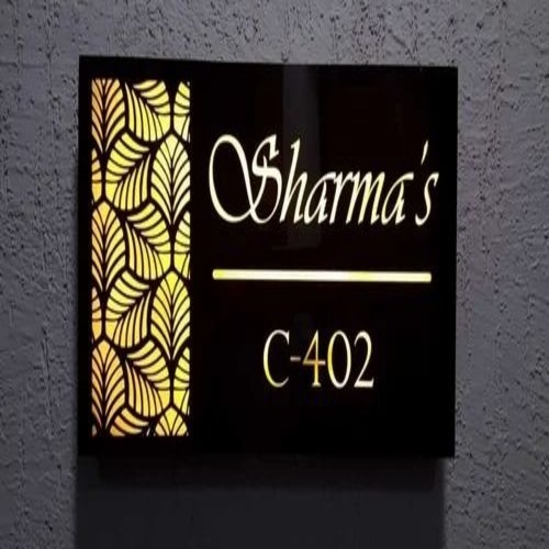Acrylic Name Plate - Acrylic, Rectangular, Black, Wall Mounted | Multicolor, Metal, Stamping, Powder Coating