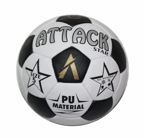 Attack Star PU Football - PU Material Size 5 Black and White 32 Panels 5mm Thick | Football Sport