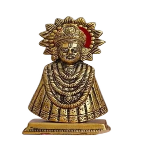Baba Khatu Shyam Ji God Statue - Brass 6 Inch Golden, Polished Finish, Rust Proof, Lightweight, Washable