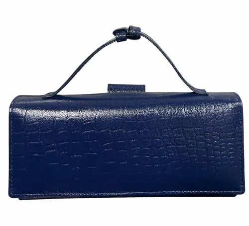 Blue Ladies Leather Clutch Bag - Color: Brown