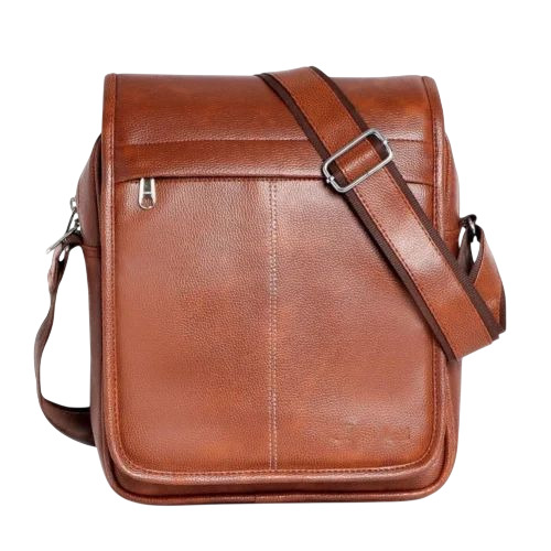 Brown Pu Leather Sling Bags - PU Material, Customized Size, Brown, Polished Finish | Overflap Closure, Soft Texture, Durable, Comfortable Shoulder Bag