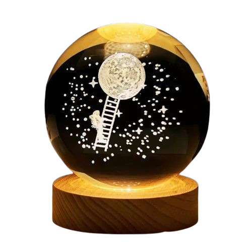 Climbing Moon Crystal Night Lamp - Crystal, 6 cm, White | Energy Saving LED, Round, Electric, 220V