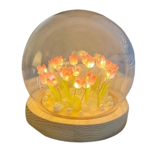 Flower Crystal Ball Night Lamp - Crystal, Round, Yellow, LED | Energy Saving, Electric, 220V, Modern Style