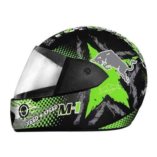 Green Mens Bike Helmet - Fiberglass, Customized Size, Green | Full Face Motorcycle Helmet, Durable, Fine Finished, 1 Year Warranty