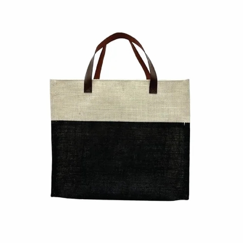 Jute Shopping Bag With Colored Tape Handle - Custom Size Jute, Multiple Colors, Lightweight Durable Design
