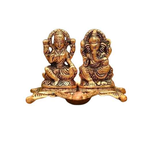 Metal Laxmi Ganesh Statue - Brass 6 Inch, Golden | Polished, Rust Proof, Lightweight, Easy to Clean