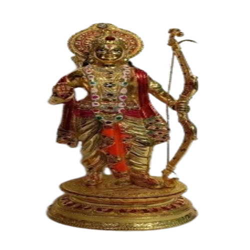 Metal Ram Ji Statue - Brass 10 Inch Golden, Polished Finish, Rust Proof, Lightweight
