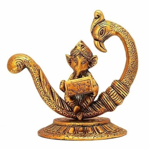 Modern Ganesha Metal Statue - Brass, 5 Inch, Golden | Polished Finish, Rust Proof, Lightweight, Easy to Clean