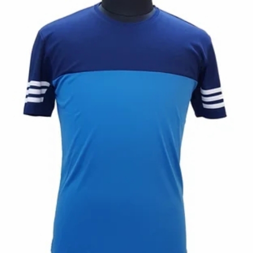O Neck Mens T-shirts - Polyester Blend, Customized Sizes, Royal & Light Blue | Soft, Breathable, Durable Stitching
