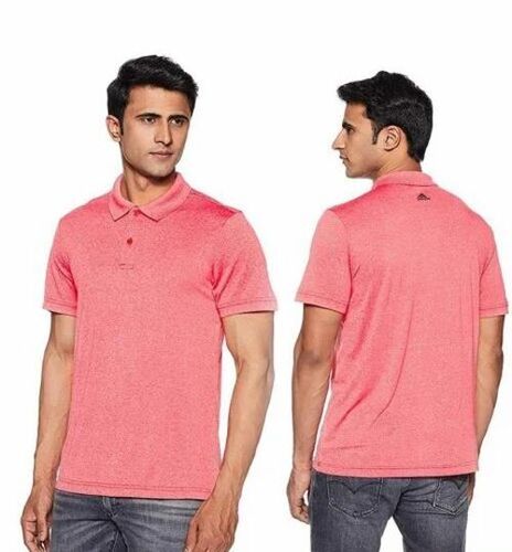 Promotional Pink Men Polo Neck T-Shirt - Nylon, S-XXL, Pink, V-Neck, Half Sleeves, Regular Fit, Quick Dry, Comfortable