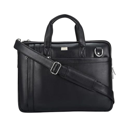 Pu Leather Laptop Bag - PU Material, 17 Inch, Black | Zipper Closure, Soft Texture, Water Resistant, 2 Compartments