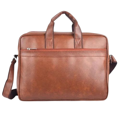 Pu Leather Laptop File Bag - PU Material, 16 Inch, Brown | Zipper Closure, Water Resistant, 2 Compartments
