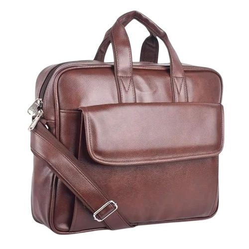 Pu Leather Office Laptop Bag - PU Material, 17 Inch, Black | Zipper Closure, Water Resistant, Soft Texture, 2 Compartments