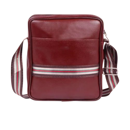 Pu Leather Office Sling Bag - PU Material, Customized Size, Brown | Polished Finish, Zipper Closure, Soft Texture, Water Resistant