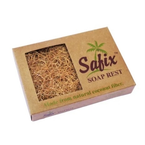 Safix Soap Rest Scrub Pads - Coconut Fiber, Brown | Dual-Function Soap Holder and Exfoliating Scrub Pad, Quick-Drain