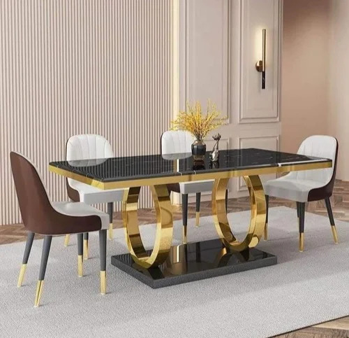 Six Seater Dining Table - Chair Material: Aluminum