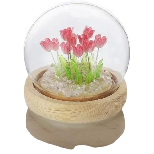 Tulip Flower Crystal Ball Night Lamp - Crystal Round Yellow | Energy Saving LED 220V Electric Modern Style