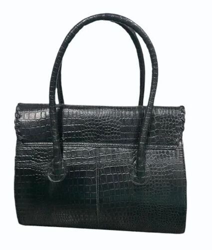 Women Black Leather Hand Bag - Design: Standard