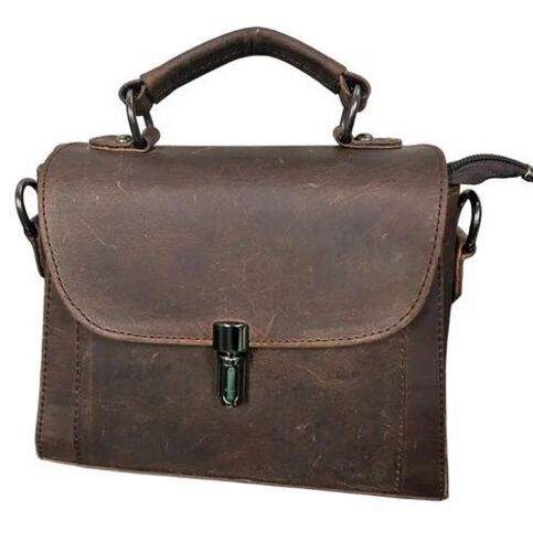 Women Dark Brown Leather Handbag - Design: Standard
