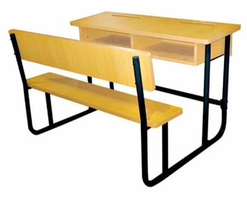 Wooden And Steel School Desk - Wood And Steel, Standard Size, Yellow | Durable, Eco-Friendly, Long Lasting