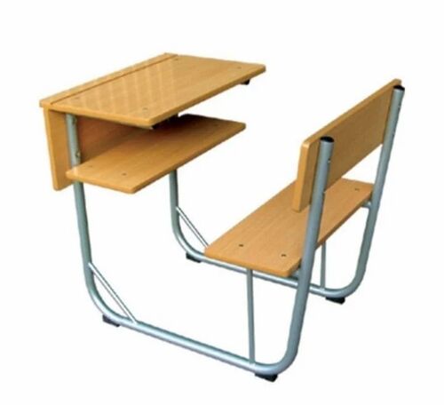 Wooden School Benches With Desk - Wood, Standard Size, Brown, Steel Frame | Durable, Eco-Friendly, Long Lasting