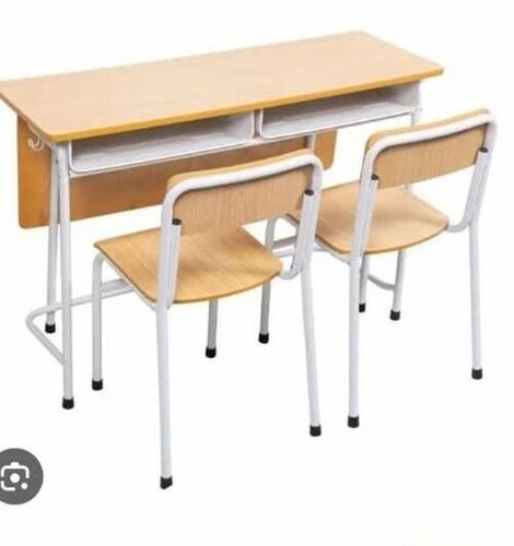 Wooden School Desk - Wood, Standard Size, Brown, Steel Frame | Durable, Eco-Friendly, Long Lasting