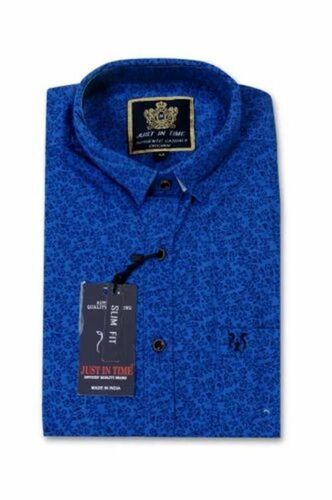 Blue Color Men Cotton Shirt