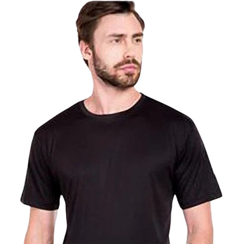 Cotton Black T-Shirt - Cotton, S to XXL, Black, O-Neck, Half Sleeves | Lightweight, Soft, Breathable, Comfortable Fit