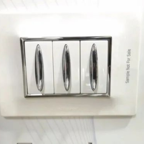 Fancy Electric Switch - Metallic, White | Elegant Design, Smooth Operation, Shock Proof, Stylish Appearance, Easy Installation, Durable Material, Long Lifespan