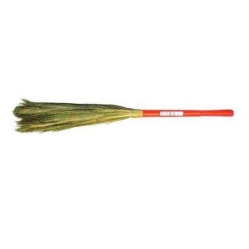 Jumbo Broom - Coconut Broom Greenish Red | Natural Bristles Durable Handle Lightweight Handcrafted Comfortable Grip