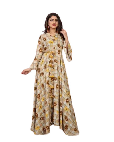 Knee Long Rayon Printed Kurti