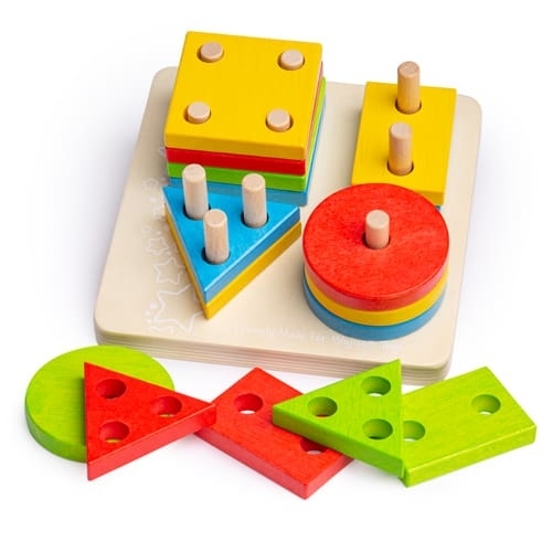 Large Shape Sorter Board - Wooden, Multicolor, Large Board | Shape Recognition, Color Learning, Chunky Shapes, Smooth Edges
