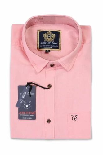 Men Pink Color Cotton Shirt