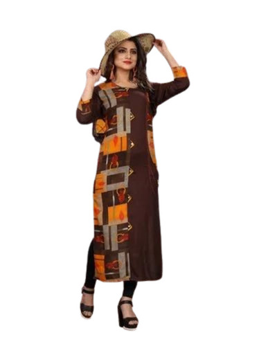 Printed Rayon Straight Kurti
