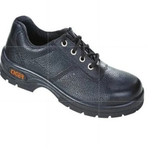 Safety Shoes - PU Textured Upper, Black | Steel Toe, Slip Resistant, Shock Absorbing, Oil Resistant, Anti Skid, Durable, Comfort Fit