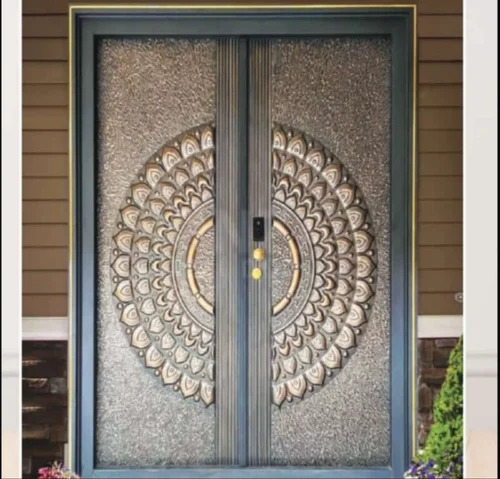 100 Mm Maharaja Mild Steel Double Door - Steel, Standard, Brown, Rust Proof, Durable | Exterior Residential Entry Swing Door
