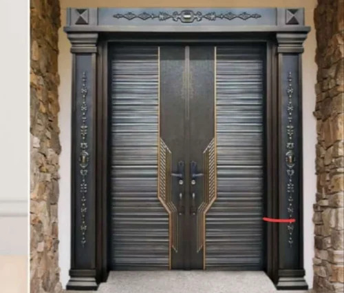 Black 100 Mm Maharaja Mild Steel Double Door - Steel, 100 Mm, Black | Rust Proof, Durable, Swing Entry Door, Exterior Residential
