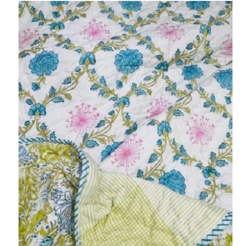 Cotton Hand Block Printed Single Quilt