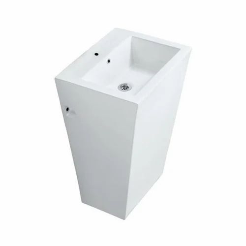 Floor Standing Wash Basin - Ceramic Rectangular White 10-50mm Thickness | Durable Glossy Finish Eco-Friendly Floor Mounted