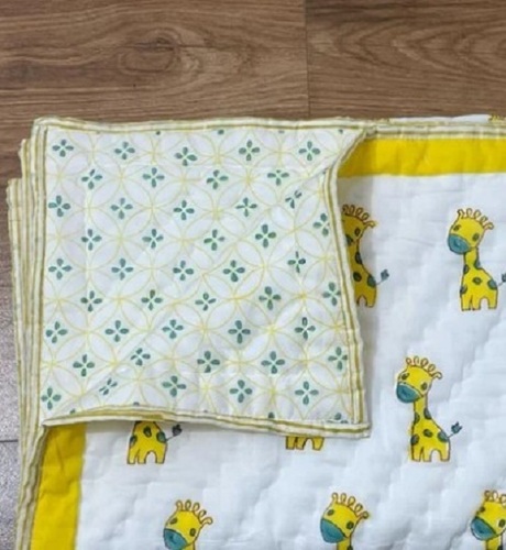 Hand Block Printed Baby Quilt - Cotton Full Size, Printed Pattern | Cozy Sleep Support, Lightweight, High-Quality Stitching