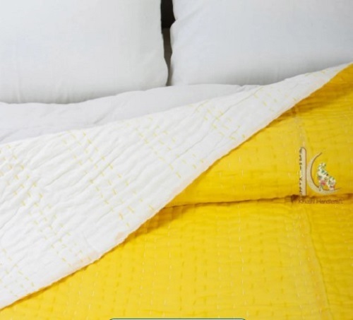 Jaipuri Yellow Cotton Kantha Quilts